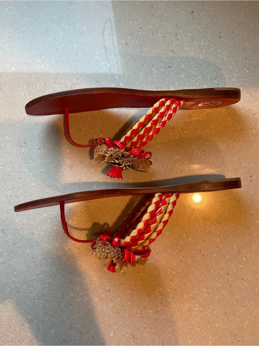 Tory Burch Burt Thong | Natural & Red Volcano